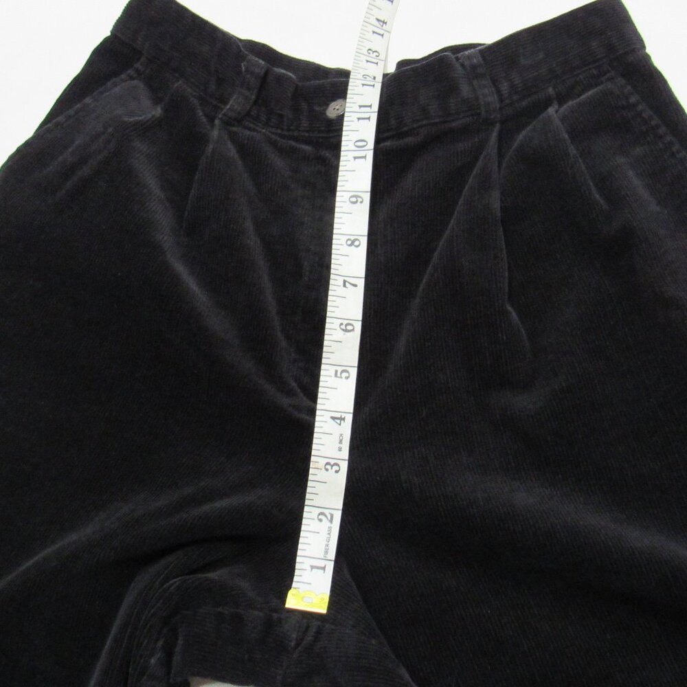 Vintage L.L.Bean Women's Black Corduroy Chino Everyday Pleated Trousers Pants - Picture 6 of 8